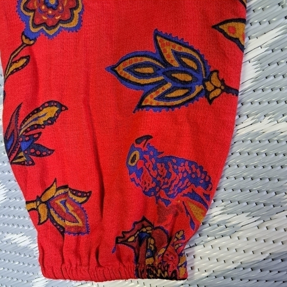 LUCKY BRAND Red Floral 3/4 Sleeve Blouse Womens - Picture 11 of 11